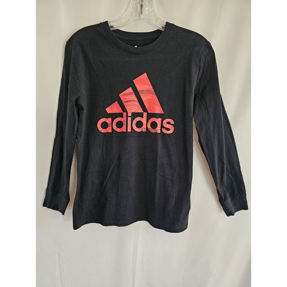 Adidias T-Shirt Boys Black Long Sleeve Tee Size Medium 10 / 12